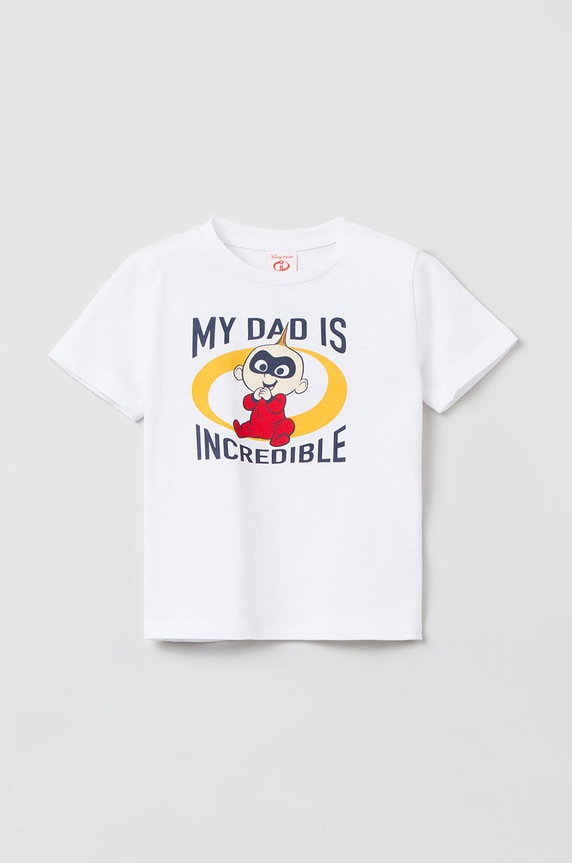 OVS tricou de bumbac pentru copii print alb 1471227.BOY.9.36MONTHS.