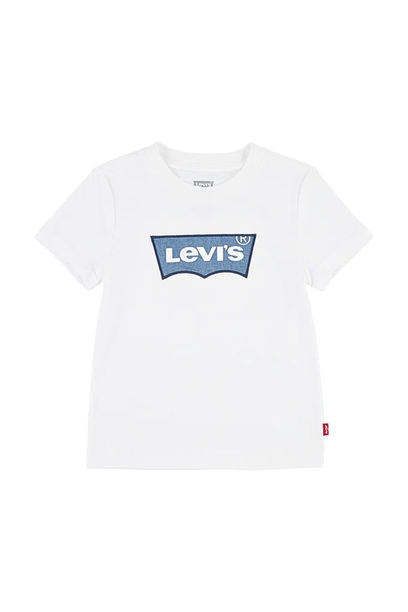 Παιδικό βαμβακερό μπλουζάκι Levi's MY FIRST BATWING TEE στάμπα λευκό 8EM318