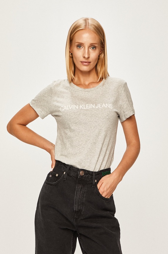 Calvin Klein Jeans - T-shirt J20J207879 nadruk szary J20J207879