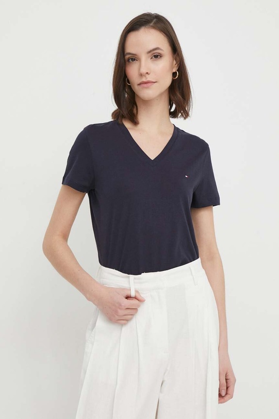 Tommy Hilfiger - Μπλουζάκι βαμβάκι σκούρο μπλε WW0WW24969.NOS