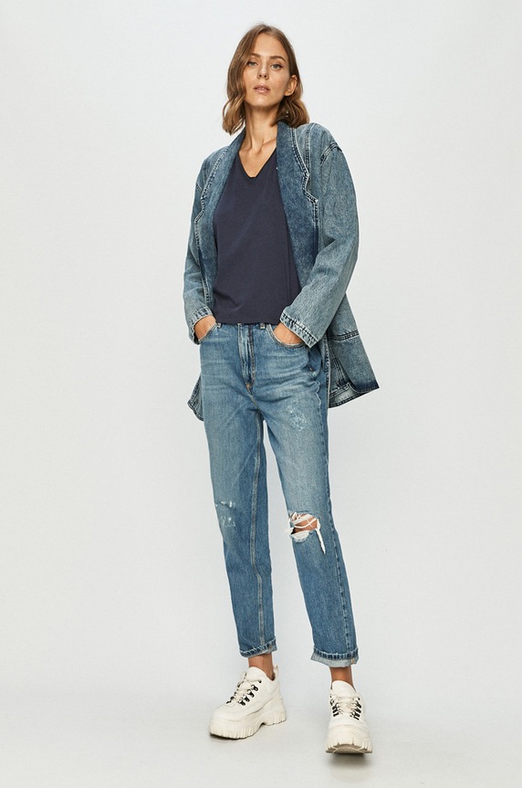 Tommy Jeans - Tričko DW0DW09195.NOS tmavomodrá AA00
