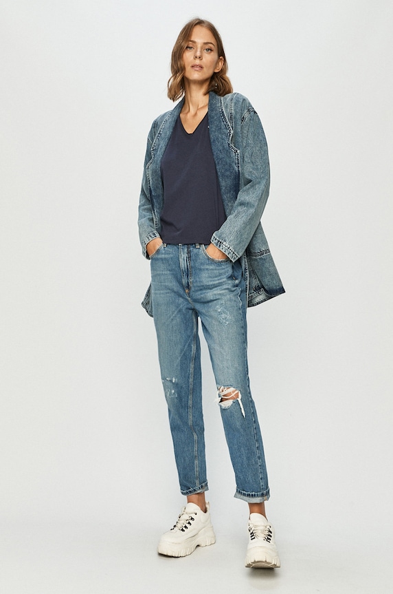 Tommy Jeans - Tričko DW0DW09195.NOS tmavomodrá AA00