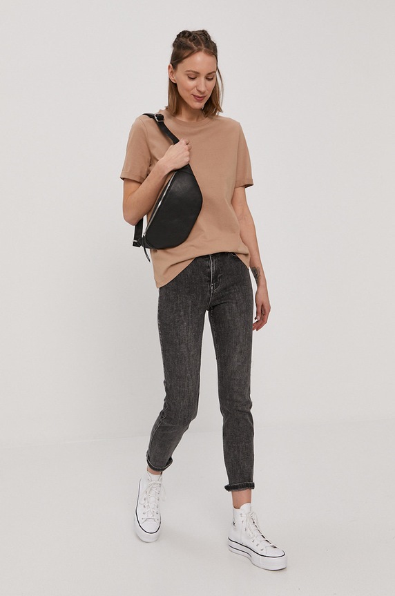 Pieces - T-shirt 17086970 beżowy AA00