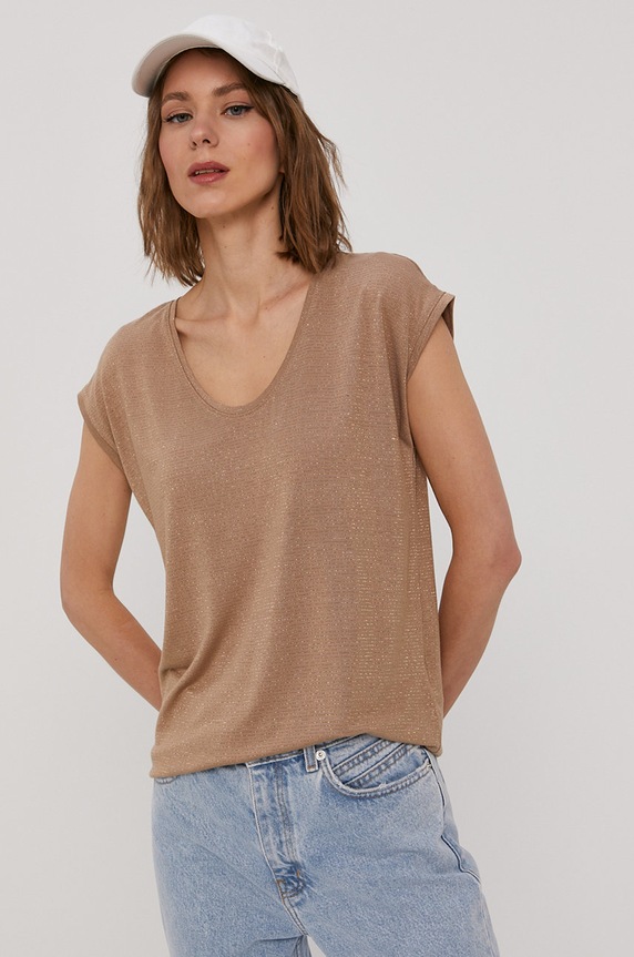 Pieces Tricou uni bej 17078572