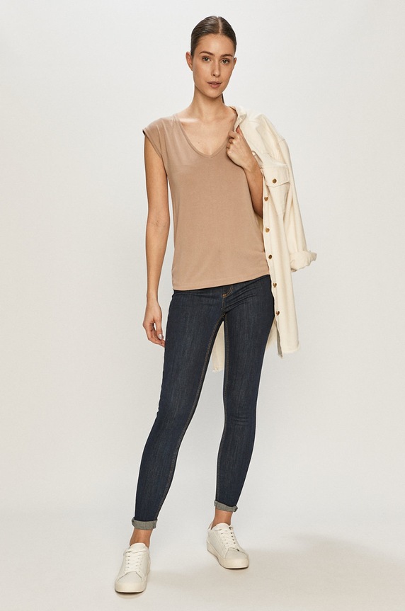 Pieces T-shirt 17095260 beżowy AA00