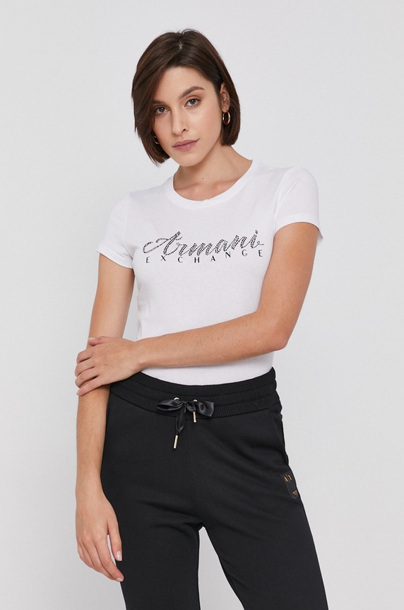Armani Exchange pamut póló pamut fehér 8NYT91.YJG3Z.NOS