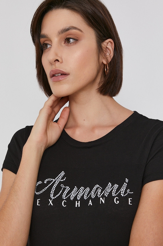 Armani Exchange pamut póló fekete 8NYT91.YJG3Z.NOS