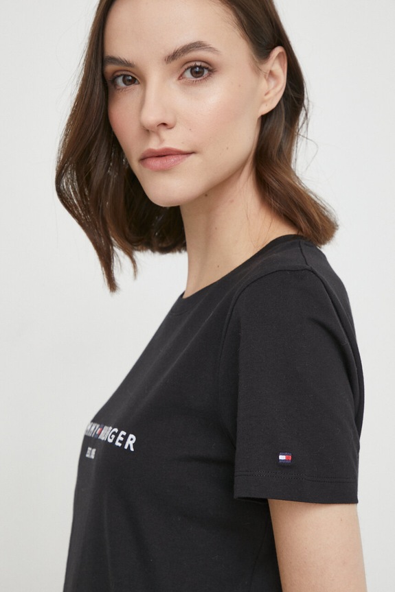 Tommy Hilfiger t-shirt bawełniany aplikacja czarny WW0WW31999.NOS