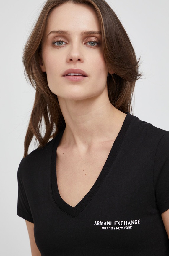 Armani Exchange pamut póló fekete 8NYT81.YJG3Z.NOS