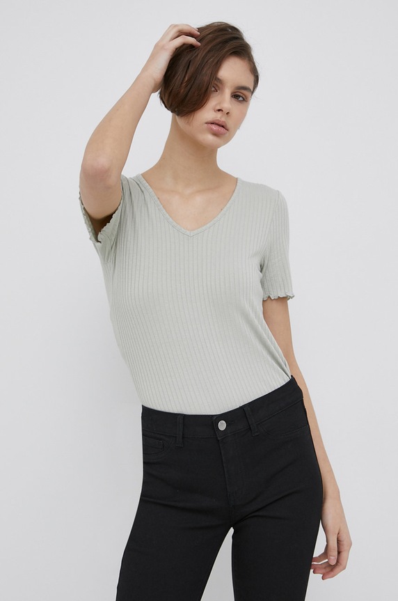JDY t-shirt z elastanem szary 15238718.MineralGra