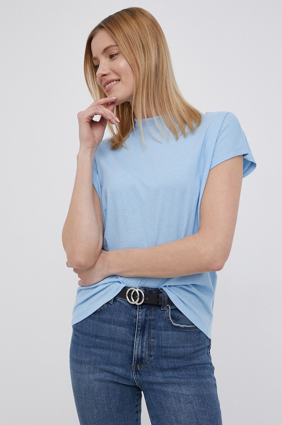 Vero Moda t-shirt bawełniany bawełna niebieski 10258657.BlueBell