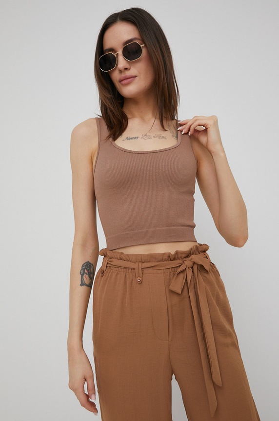 Top Vero Moda s elastinom smeđa 10252057.Brownie
