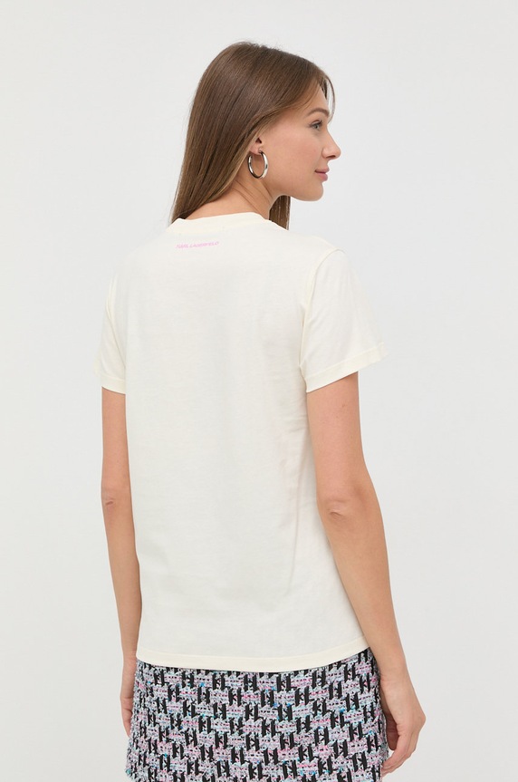 Odzież Karl Lagerfeld t-shirt bawełniany 225W1701 225W1701 beżowy