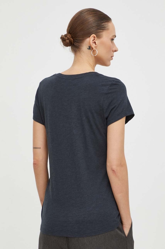 Oblečenie Tričko American Vintage T-SHIRT MC COL U JAC48 tmavomodrá
