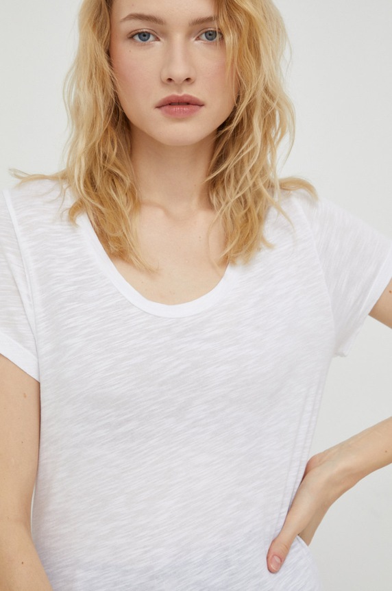 Majica kratkih rukava American Vintage T-SHIRT MC COL U bijela JAC48