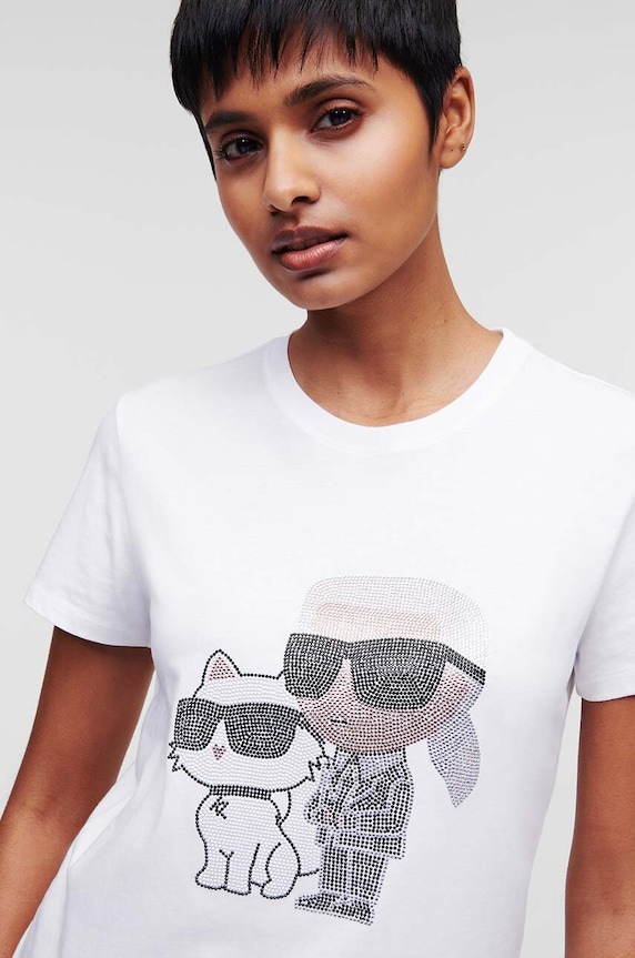Bavlnené tričko Karl Lagerfeld 230W1772 biela AA00