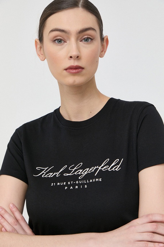 Bavlněné tričko Karl Lagerfeld černá 231W1701