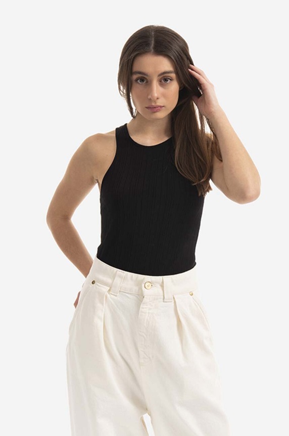 Tom Wood top Rib Tank Top round neck black 22171.999