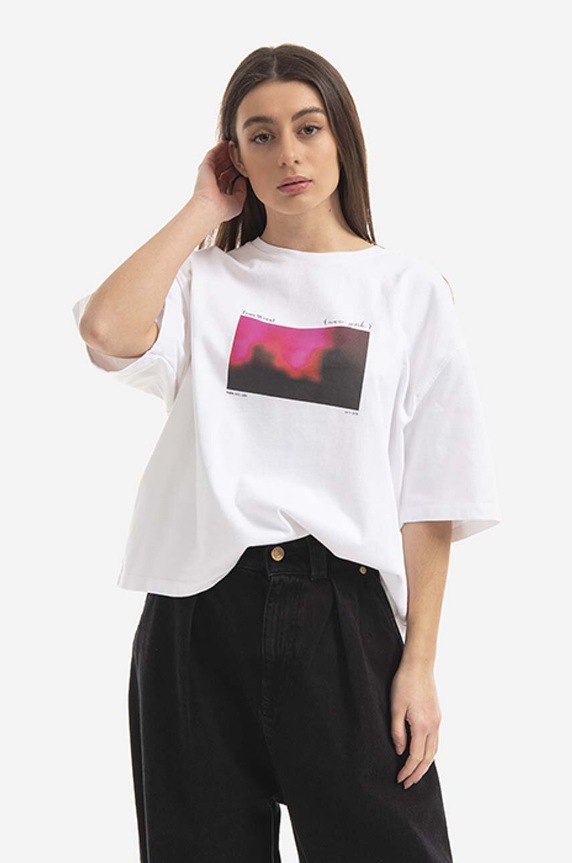 Tom Wood t-shirt bawełniany Adria Tee nadruk biały 22190.112