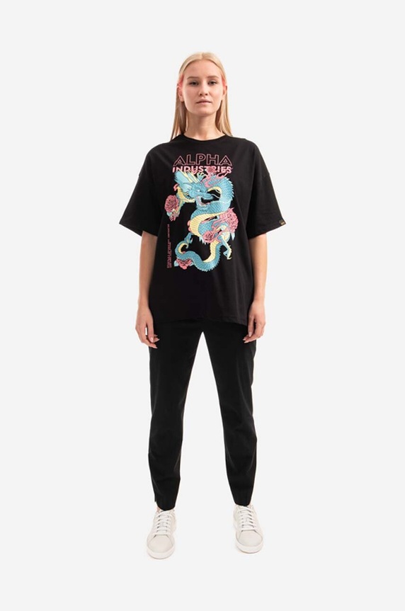 Alpha Industries cotton T-shirt Heritage Dragon OS T 106064.03 black AA00