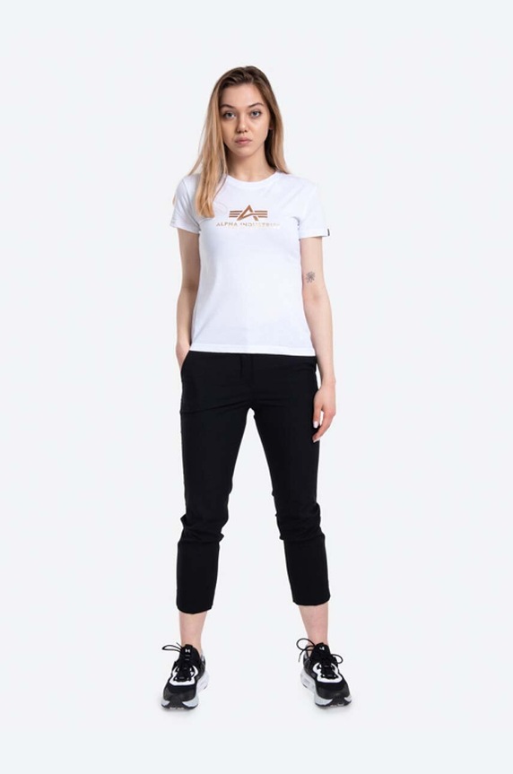 Alpha Industries cotton T-shirt New Basic T Foil Print 196051FP.529 white AA00