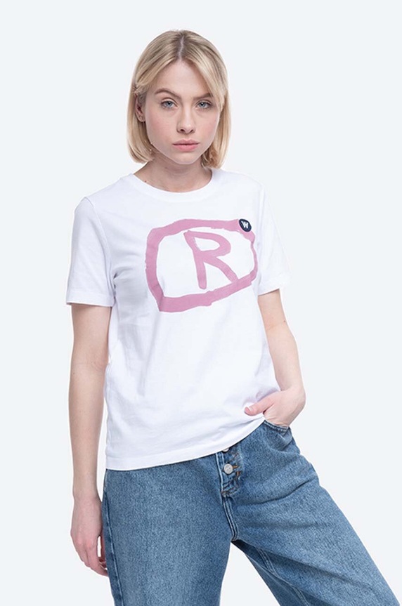 Bavlněné tričko Wood Wood Mia T-shirt potisk bílá 10112508.2222