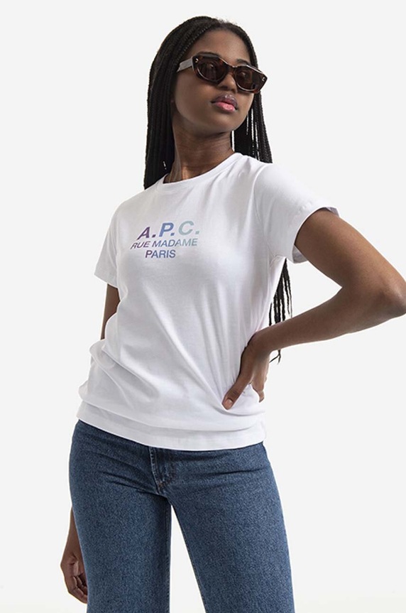A.P.C. t-shirt bawełniany Jenny nadruk biały COEAV.F26091