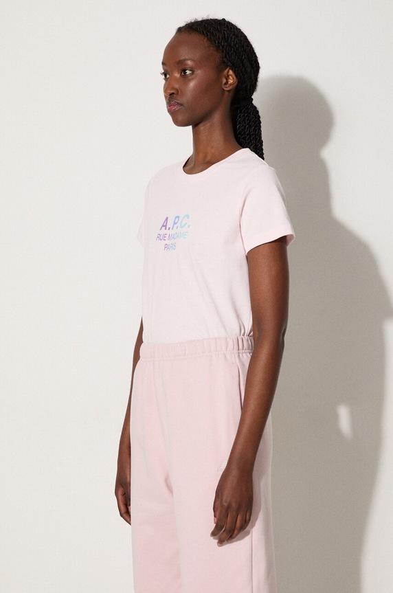 A.P.C. t-shirt bawełniany Jenny różowy COEAV.F26091