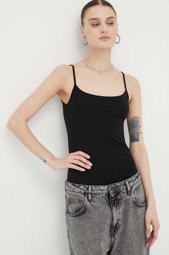 Samsoe Samsoe top TALLA z elastanem czarny F00001561