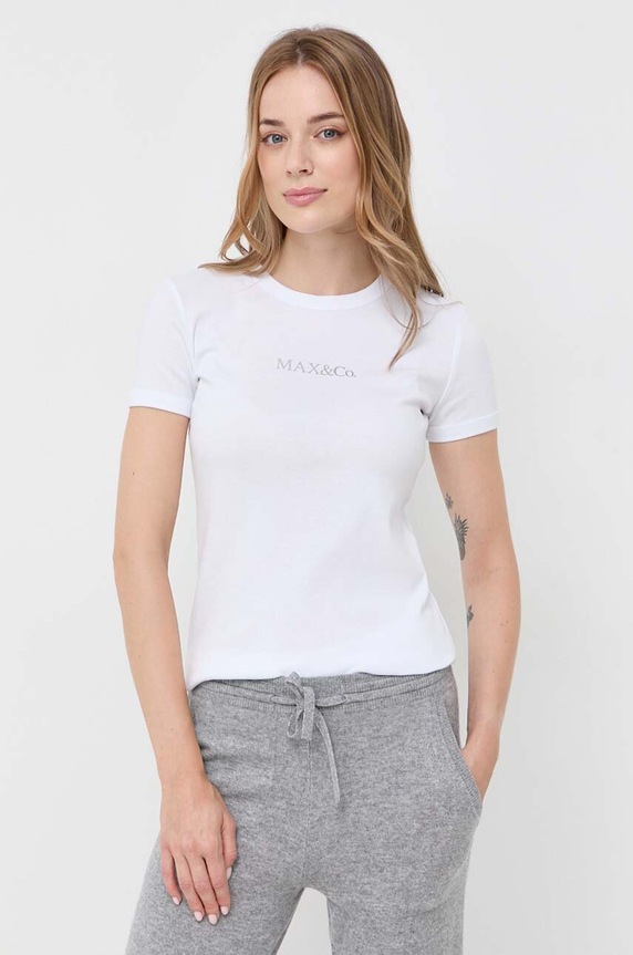 MAX&Co. t-shirt bawełniany nadruk biały 49749123