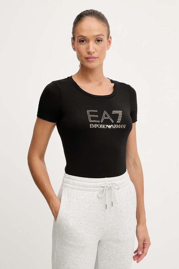 EA7 Emporio Armani t-shirt z elastanem czarny 8NTT67.TJDQZ
