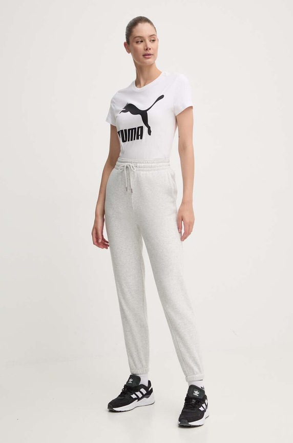 Puma tricou din bumbac Classic Logo Tee 530076.02 alb AW23