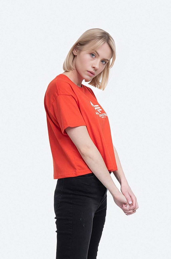 Βαμβακερό μπλουζάκι Alpha Industries Basic Tee COS Wmn 116050.577 πορτοκαλί AA00