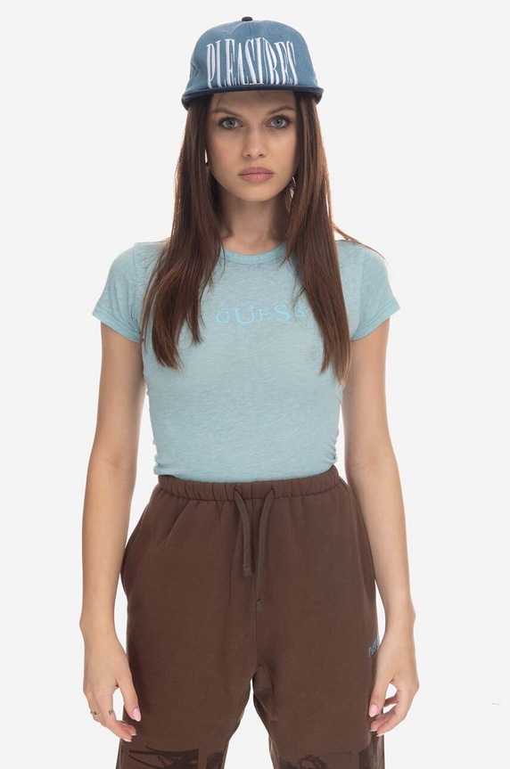 Μπλουζάκι Guess Guess Classic Logo Baby Tee W2BP00KBAX0 στάμπα μπλε W2BP00.KBAX0