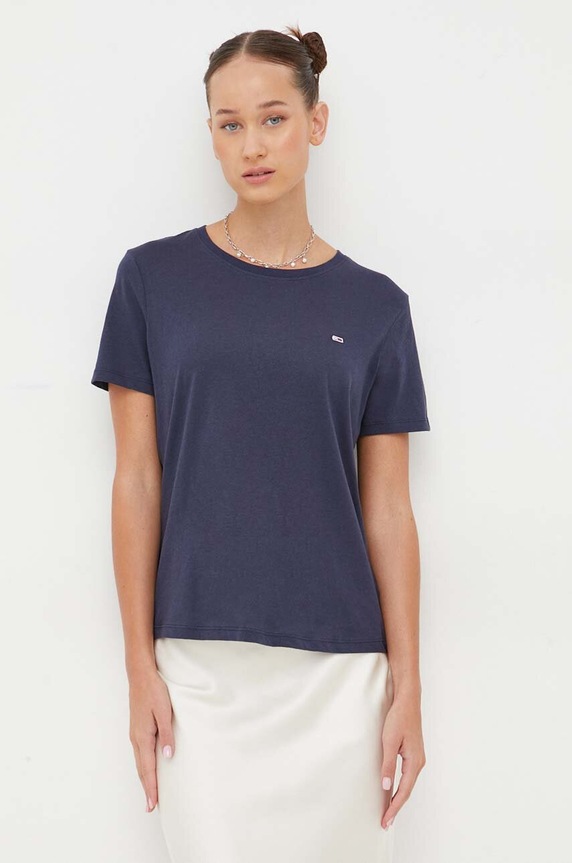 Tommy Jeans t-shirt bawełniany bawełna granatowy DW0DW14616.NOS