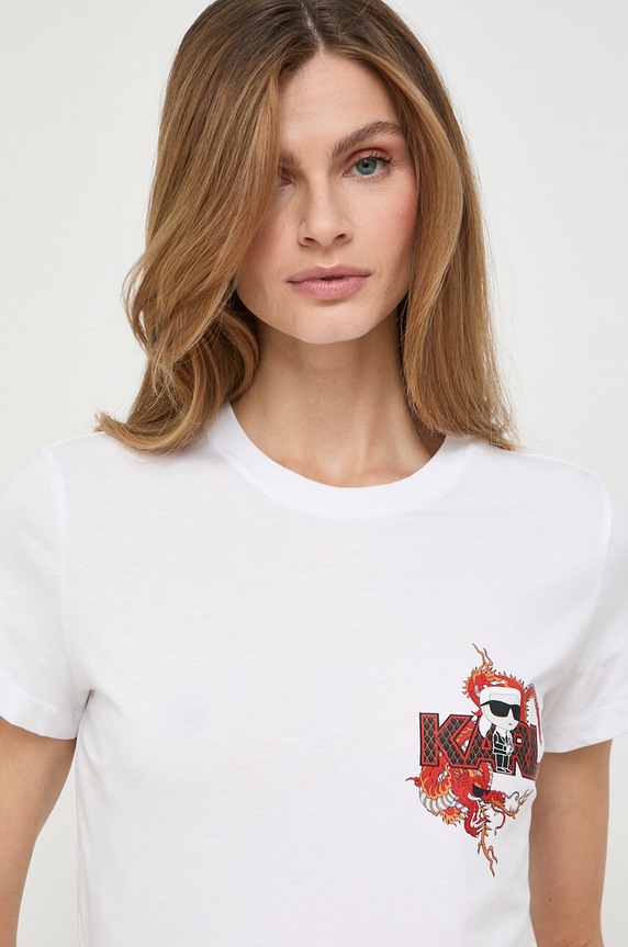 Odzież Karl Lagerfeld t-shirt bawełniany 240W1724 biały