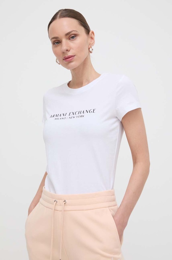 Armani Exchange t-shirt bawełniany nadruk biały 8NYTAB.YJG3Z.NOS