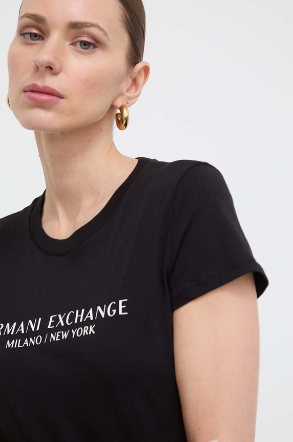 Armani Exchange pamut póló 8NYTAB.YJG3Z.NOS fekete AA00