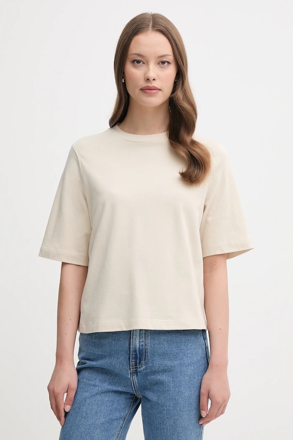United Colors of Benetton tricou din bumbac uni bej 3BL0E17G5