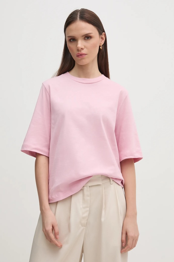 Памучна тениска United Colors of Benetton стандартна розов 3BL0E17G5