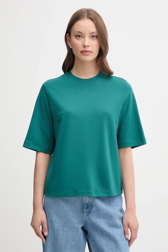 United Colors of Benetton tricou din bumbac uni turcoaz 3BL0E17G5