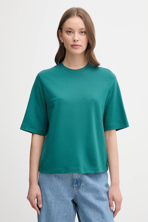 United Colors of Benetton tricou din bumbac uni turcoaz 3BL0E17G5
