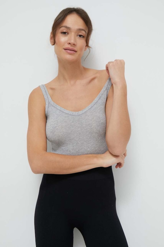United Colors of Benetton top za žene od pamuka s elastanom 3ZQM1H291 siva AA00