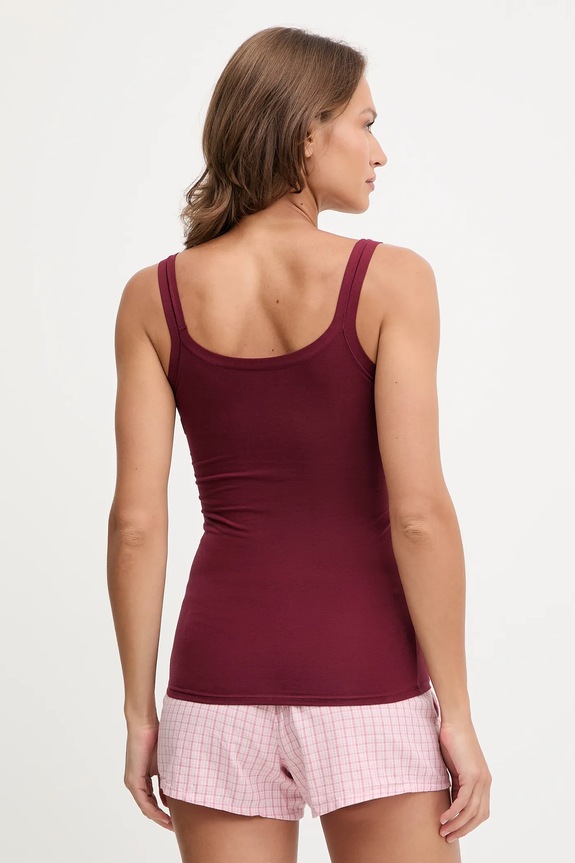 United Colors of Benetton топ дамски от памук с еластан 3ZQM1H291 бордо AA00