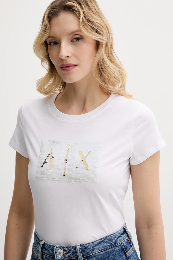 Armani Exchange t-shirt bawełniany biały 8NYTDL.YJ73Z.NOS