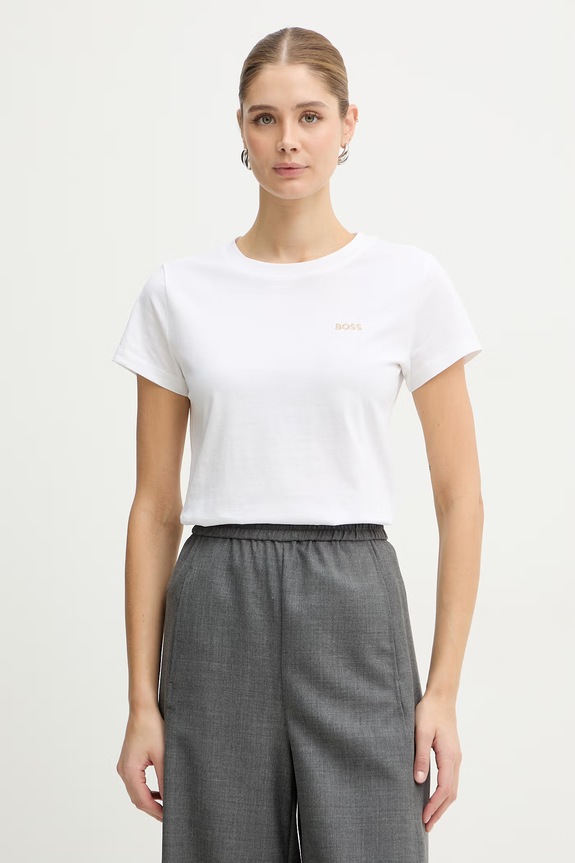 BOSS Orange basic tričko dámske bavlnené C Esogo 1 jednofarebný biela 50506973
