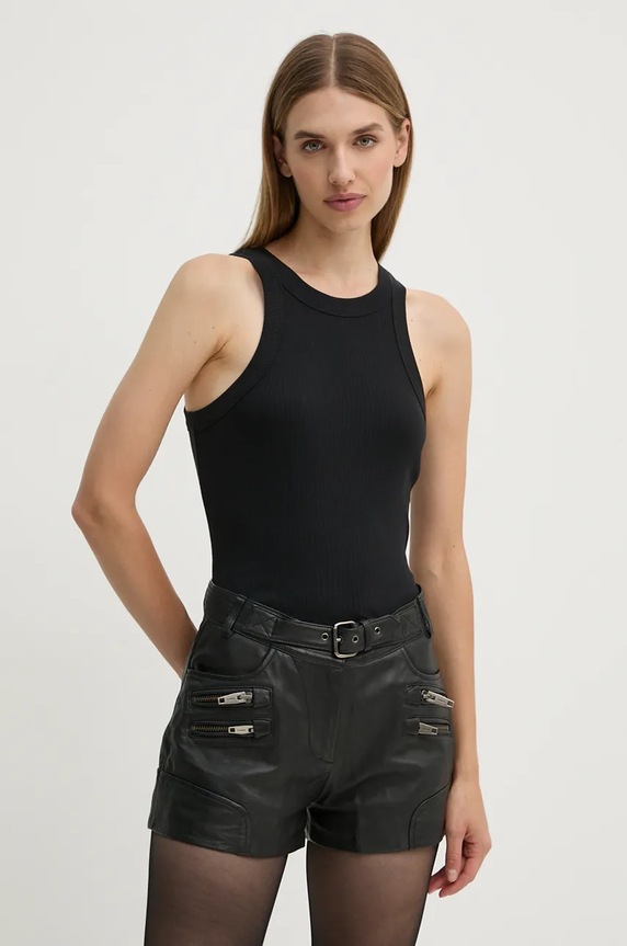 BA&SH top din bumbac uni negru 1H23CYND