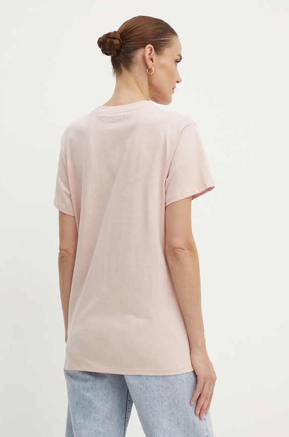 Ρούχα Βαμβακερό μπλουζάκι Karl Lagerfeld 245W1712 ροζ