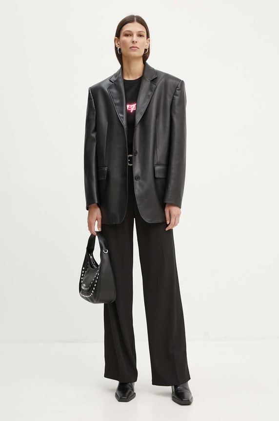 The Kooples tricou din bumbac FTSC26045K negru AA00