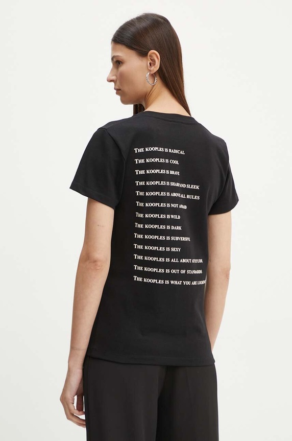 Îmbrăcăminte The Kooples tricou din bumbac FTSC26045K negru